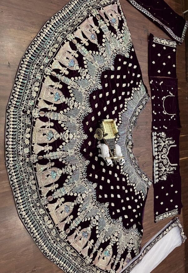 Wedding Special Velvet Lehenga FREE SHIPP IN IND { Winter offer 16% OFF} - Image 3