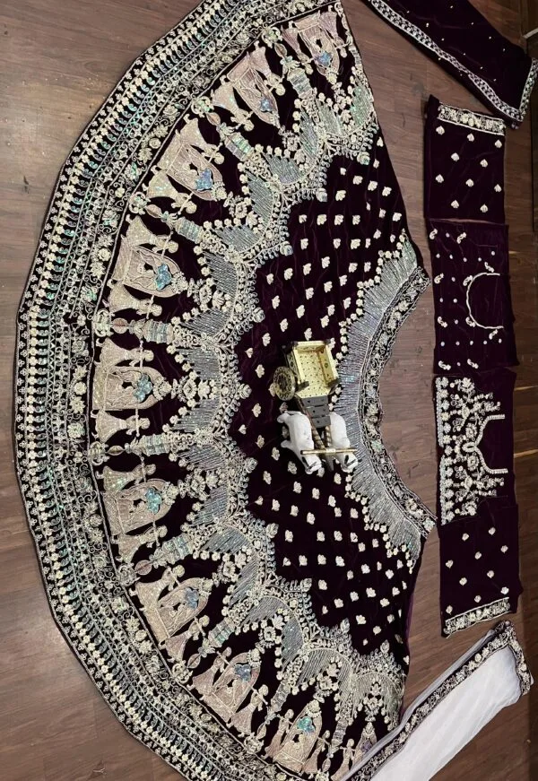 Wedding Special Velvet Lehenga FREE SHIPP IN IND { Winter offer 16% OFF} - Image 3