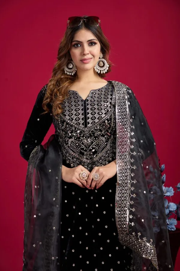 Party Wear Velvet Suit | Designer Velvet Suit For Special Winter 2025 FREE SHIPP IND - Image 2