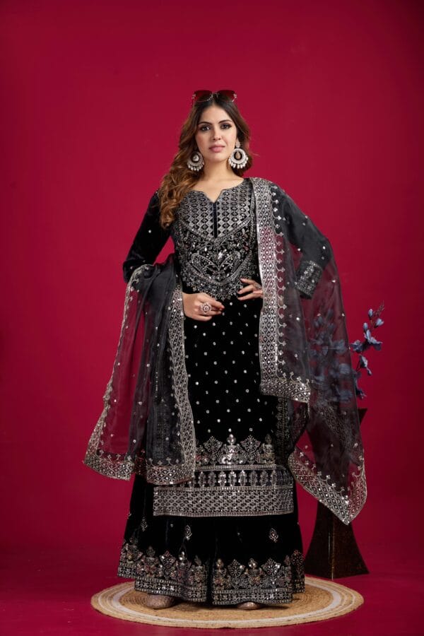 Party Wear Velvet Suit | Designer Velvet Suit For Special Winter 2025 FREE SHIPP IND - Image 4