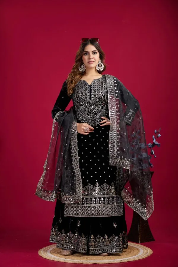 Party Wear Velvet Suit | Designer Velvet Suit For Special Winter 2025 FREE SHIPP IND - Image 4
