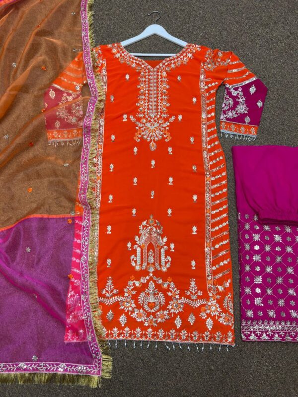 Long Kurti Plazzo With Dupatta | partywear suits | FREE SHIPP | New 2025 - Image 4