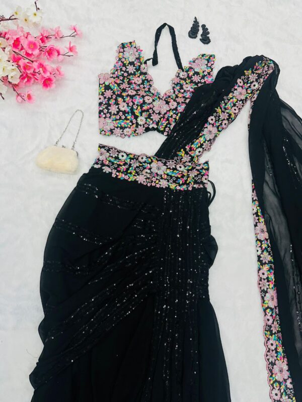 Black sequence saree | FREE SHIPP IND | LATEST 2025 - Image 6