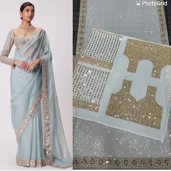 Mirror work design saree