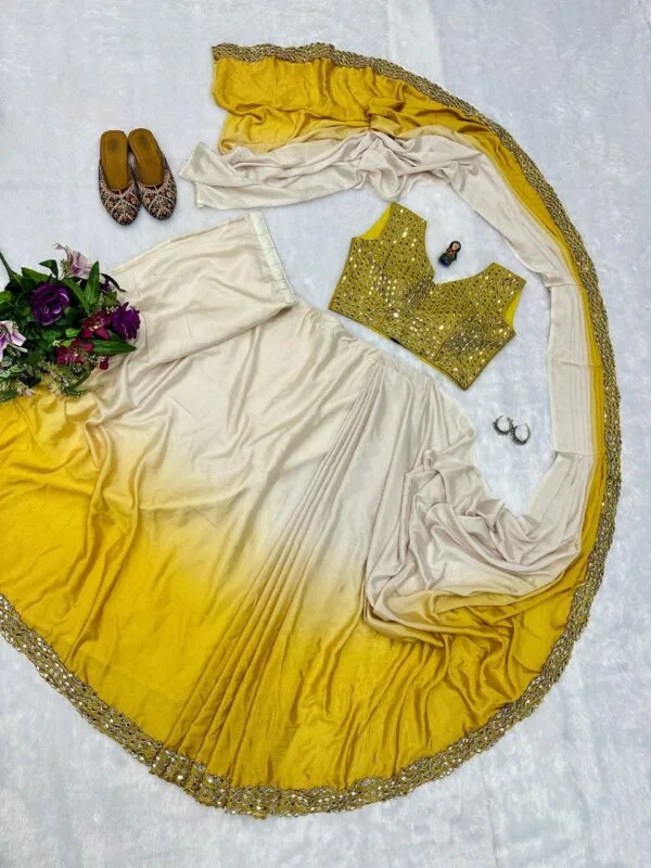 Ready To Wear Saree | Latest Design 2025 \Real Mirror Work less border FREE SHIP IND - Image 4