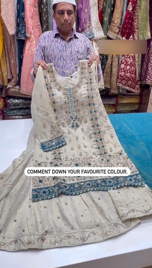 Stylish Beige Color Sequence Work Sharara Suit | FREE SHIPP IND +5% OFF - Image 5