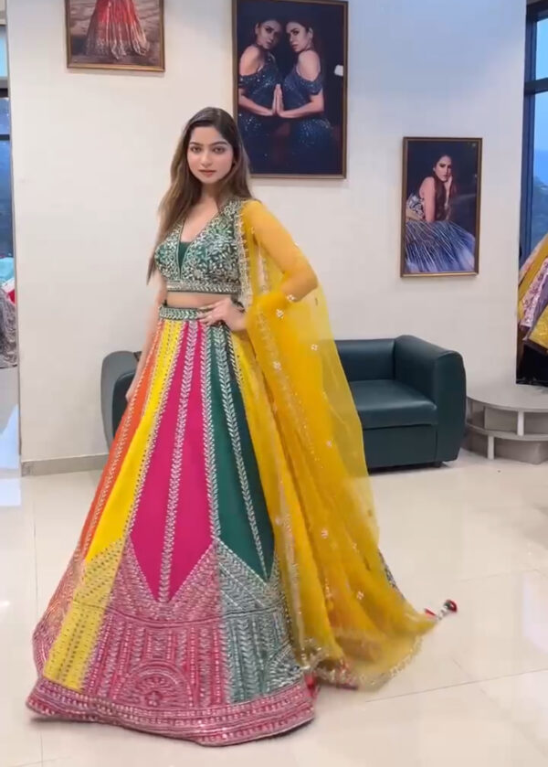 Real Mirror Embroidery Work Lehenga | Latest 2025 | FREE Shipp in ind - Image 6