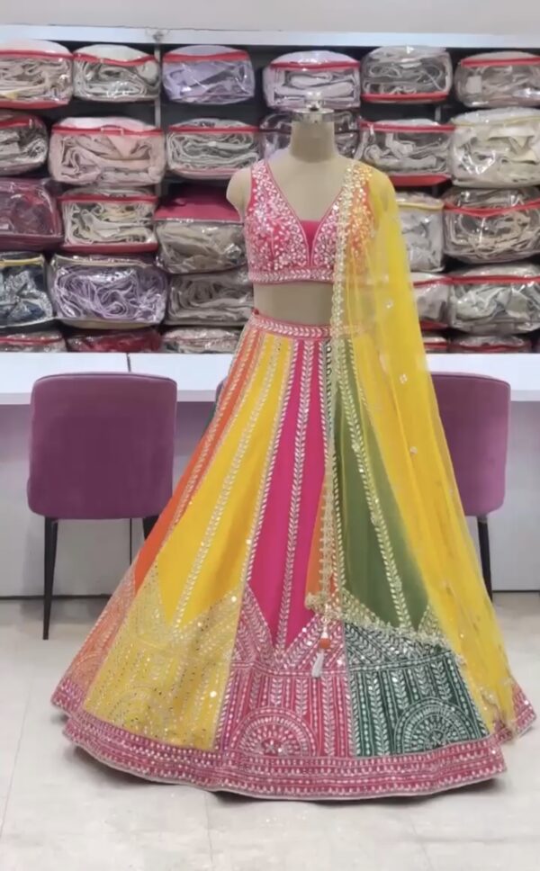 Real Mirror Embroidery Work Lehenga | Latest 2025 | FREE Shipp in ind - Image 3